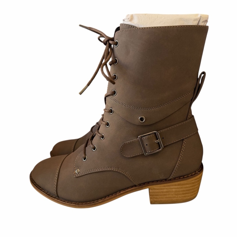 Hey Girl by Corkys Hocus Pocus Lace Up Riding Boots Women’s Moto Winter Brown - Picture 3 of 6